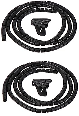 Gatuida Organizzatore Di Cavi a Molla 16mm Tubo Avvolgicavo Nero 2 Metri Per Ufficio e Casa Protezione Fili Computer Tv Audio