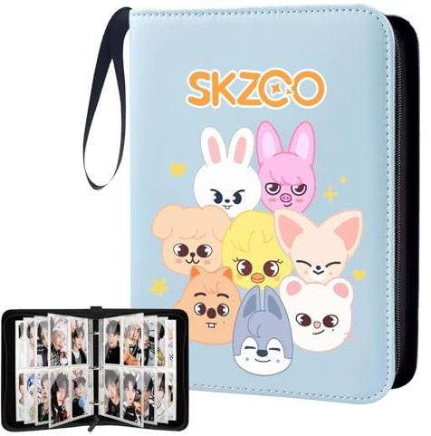 DUYAZHENLAODA Stray Photocard Binder, Skzoo Album 400 Cartes, SKZ Albums Pour Cartes à Collectionner, Classeur Carte Kpop, Cadeaux Kpop Merch pour STAY (bleu)