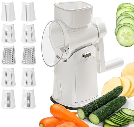Cortador De Verduras - Rallador Y Cortador Rotativo De Queso Para Cocina - Triturador De Alimentos Con Manivela Manual Para Zanahoria Cebolla Queso Fruta Patata Limon Col