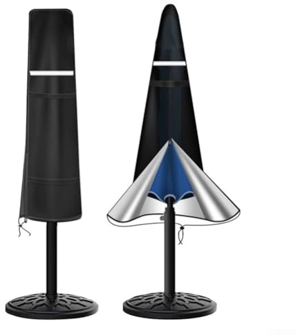 Fundas para sombrilla, impermeable Oxford 210D con cremallera y cordón ajustable en la parte inferior para exteriores (190 x 30 x 50 cm)