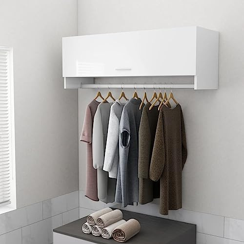 Frdhee Kinder Schrank Kleiner Kleiderschrank,Kleiderschrank Hochglanz-Weiß 100x32,5x35 cm Holzwerkstoff,Allzweckschrank für Wohnzimmer Büro Gartenhäuser