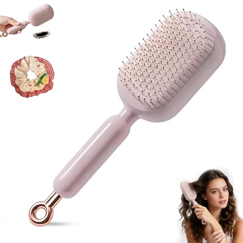 Utdragbar Kudde Massage Kamborste, Självrengöring Hårborste För Kvinnor, Hår Styling Verktyg För Lockigt Vått Torrt Skadat Hår Resa Hem(PINK)