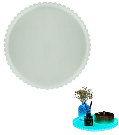 OUPADOS nachts Leuchtend Türkis Silicone Bathroom Tray, Deko Tablett für Badezimmer, Küche und Wohnzimmer,Kosmetikaufbewahrung Bruchsicher mit Erhöhtem Rand, Multifunktionales Ablage- und Dekotablett
