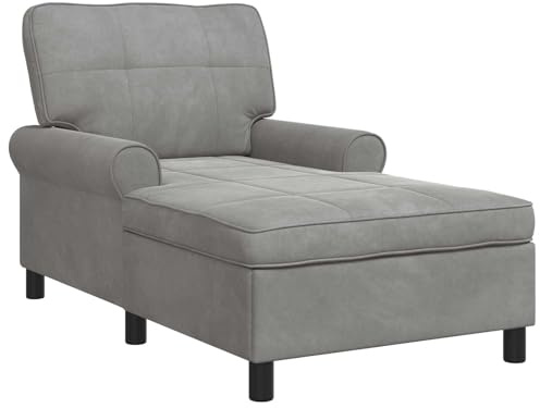 vidaXL Lounge-Liege mit Kissen Hellgrau 91 x 157 x 91 cm Samt