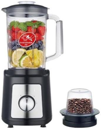 Licuadora, Jarra De Vidrio De 2 L, Exprimidor De 1000 W, Licuadora De Vaso De Vidrio, Procesador De Alimentos Saludables 2 En 1, Molinillo, Capacidad Efectiva De 1,5 L con Cuchillas, Licuadora para Ba