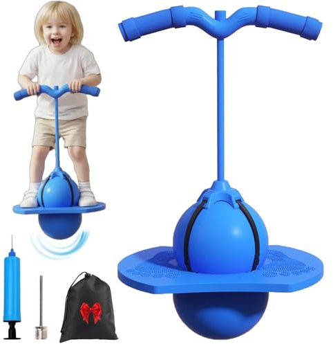 Children's und Erwachsene Balance Jumping Ball - Erhältlich in sechs Farben, Balance Hüpfball mit Griff,120kg Pogo Sprungball, Mit Rutschfester Unterseite,Sprungbrett Für Drinnen Outdoor (B)
