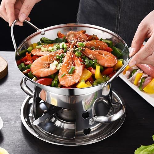 Hoppipola Kit de estufa y olla de acero inoxidable, juego de cocina portátil para interiores y exteriores, para camping, senderismo, compatible con líquido sólido para combustible, ligero, resistente