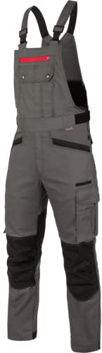 WÜRTH MODYF Arbeitslatzhose Nature - professionelle Arbeitshose für Herren - Latzhose mit Knieschutztaschen - in der Größe 28 in Grau