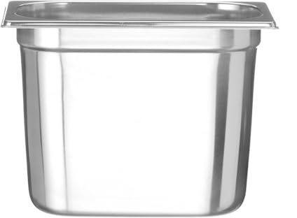 HENDI Contenitore Gastronorm, GN 1/4, resistenza termica -40 °C a 300 °C, compatibile con i forni a convezione, frigoriferi, bagno María, chafing dishes, 5.5L, 265x162(H)200mm, acciaio inox 18/10