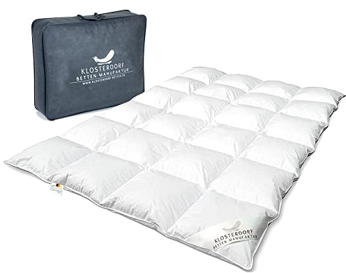 Klosterdorf Bettenmanufaktur Premium Winterdecke - ''Heimatliebe'' - 155x220 cm - 1060 Gramm - EXTRA WARM - Daunendecke - Bettdecke - Handarbeit aus Deutschland - Für einen gesunden Schlaf