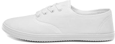 Red Fish Tai Womens White Lace Up Canvas Shoe - Size 8 UK - White