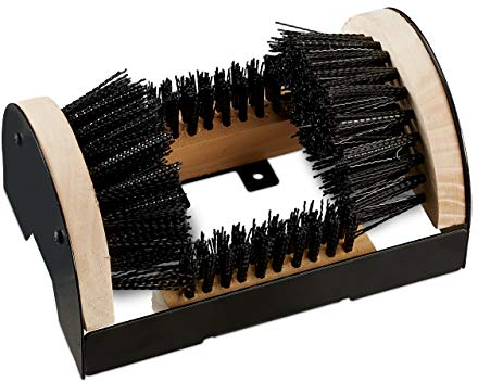 Relaxdays 4X Pulisci Scarpe, Pulitore per Esterni, Setole Robuste, Fissaggio Pavimento, Stivaletti & Scarponi, Nero/Naturale