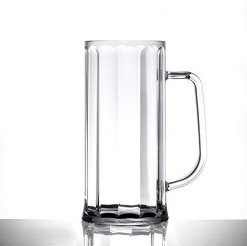 We Can Source It Ltd - Polycarbonate 1 Pint German Beer Stein Glass with Handle – Virtually Unbreakable Beer Tankard for Bars, Pubs, Festivals & Outdoor Parties – CE Marked & Reusable - Pack of 6
