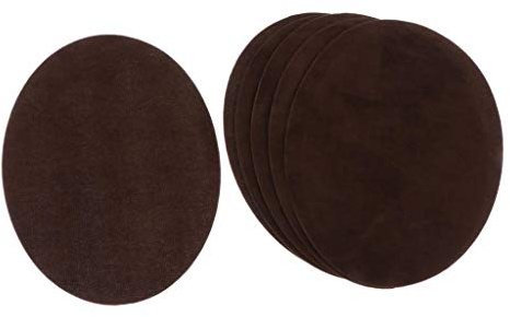Sharplace 6pcs Weiche Samt Ellbogen - und Knieflicken zum Aufnähen oder Aufbügeln, ovale Flicken für Ellenbogen und Knie Applikation, Kaffee