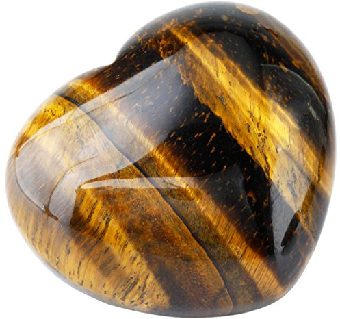 Nupuyai Tigerauge Stein Handschmeichler Herz Edelstein Heilstein Kristall | Handschmeichler Herzstein 4cm, Glücksbringer Taschenstein, Energiestein für Meditation, Trommelstein Herz Deko