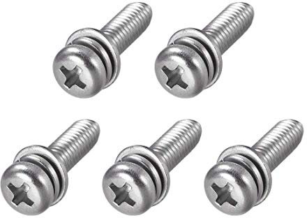 M5 x 20 mm Edelstahl Phillips mit Zylinderkopfschrauben kombinierbar mit Federring und flachen Unterlegscheiben, 5 Stück