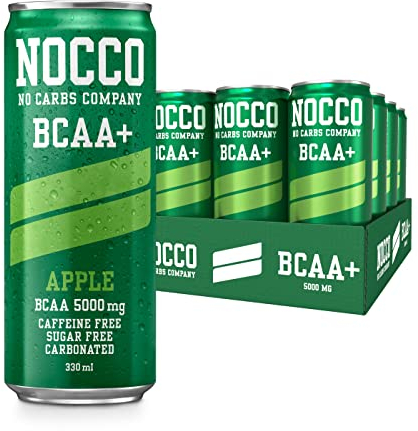 NOCCO Sugar Free Energy Drink – BCAA, Enriched with Amino Acids & Vitamins, Ideal for Pre Workout – 12 x 330ml (Apple)