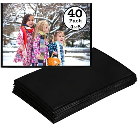 Iconikal 40-Pack Magnetic Picture Frame Photo Sleeves for 4x6 Pictures Easy Slide-in Display Pockets for Refrigerator & Metal Surfaces - Durable Filing Cabinet & Memo Holders