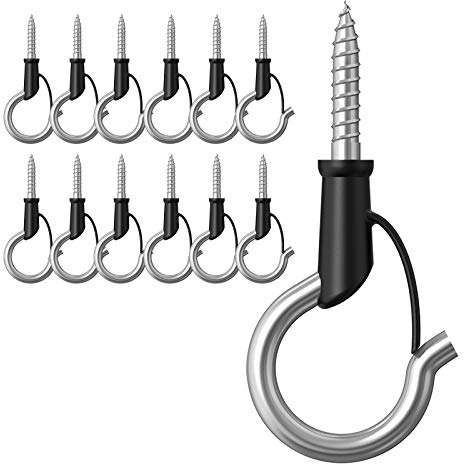 YAIRMIS 12 Stück 304 Edelstahl Q-Hanger Haken, Indoor und Outdoor Haken Home Weihnachtsbeleuchtung Kleiderbügel Haken mit Schraube für Garage Neujahr Party Outdoor Easy Release Draht und