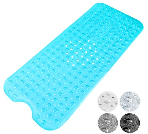 KEPLIN Premium Non-Slip Bath Mat - 200 Suction Cups, BPA, Latex Free, Mildew Resistant, Machine Washable - Safe, Durable & Comfortable for Shower Runner & Bathroom Tubs Extra Long (40x100cm) - Blue