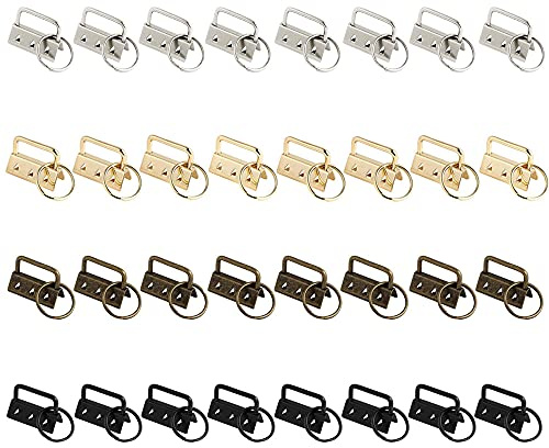 Tucireat Klemmschließeanhänger 32 Stück Schlüsselband Rohlinge 30mm Schlüsselanhänger Verschluss Schlüsselanhänger Hardware Klemmschließeanhänger Schlüsselring DIY Schlüsselringen zur Herstellung