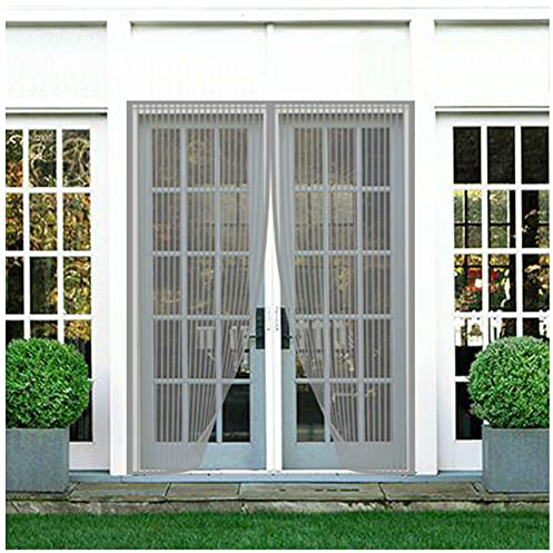 Magnet Fliegengitter Tür 160x220cm Grau Magnetisch Insektenschutz Fliegenvorhang, Automatisches Schließen, Moskitonetz Mesh Vorhang Mückengitter für Balkontür, Kellertür und Terrassentür