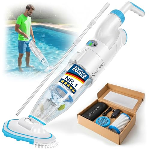 KESSER® Poolsauger mit Akku | elektrische Pool Bodensauger | Poolreiniger mit Filter & 2-Geschwindigkeits-System | Handsauger Reinigungsset kabellos bis zu 15m³ mit Teleskopstange 3,6m