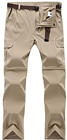 G&F Femmes Pantalon de Randonnée Convertible Séchage Rapide Respirant Imperméable Zip Off Pantalon de Chasse Escalade Cyclisme (Color : Khaki, Size : L)