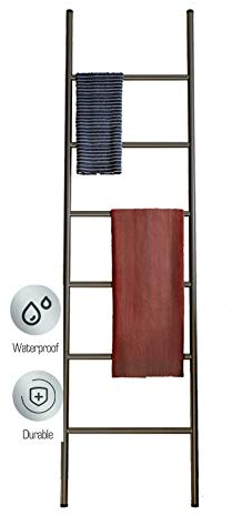 KLZUOPT Exquisite Badezimmerregale Handtuchleiter aus Metall, Deckenleiter aus Metall an der Wand, hohe freistehende Handtuchhalter für den Badezimmerboden, Schlafzimmer/Schwarz