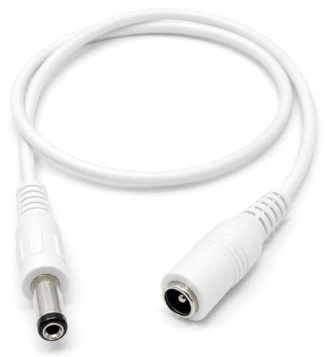 DRUT DC Power Plug to Socket, 5.5mm x 2.1mm, 50cm White, Male to Female | CCTV, LED, Modem, Router, Music Instruments, Extension Lead Cable, 1.6ft