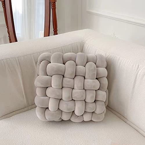 HYOATREA Soft Knot Pillow Decorative Throw Pillows for Couch, Kids Knot Pillow Square Back Floor Cushion Floor Mat for Living Room Bedroom Office (Grey, 12x13)