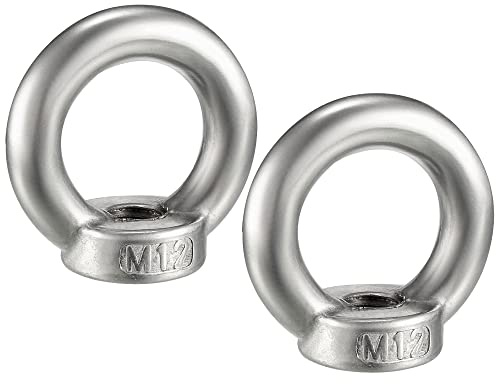 M METERXITY 2Stk Hebe Ösen Muttern Ring - Kronleuchter Zaun Edelstahl Stahl Innengewinde Maschinen Augen Muttern Anwenden Hebe Öse Bolzen (M12 Silber Ton)
