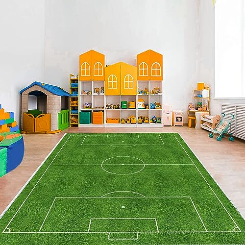 VHCLYBJU Kinderfußball Spielplatz Teppich - Junge Haushalt Kinderzimmer Spiel Teppich - Fußballfeld Dekorative Matte - Weich rutschfest (L, 200X300CM)