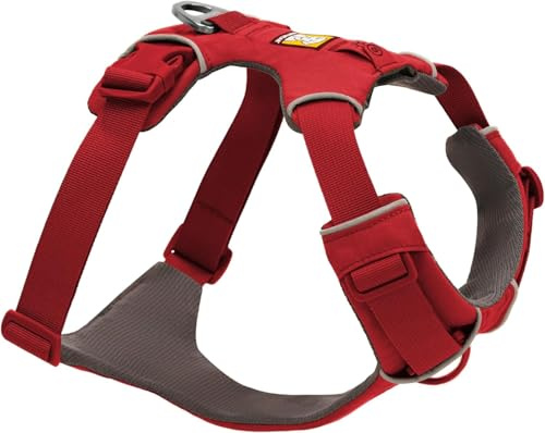 Ruffwear Front Range Hundegeschirr, reflektierendes Y-Geschirr, verstellbares, bequem gepolstertes Alltagsgeschirr für Spaziergänge und Hunderennen, 2 Leinenbefestigungen und V-Ring, Red Canyon L/XL