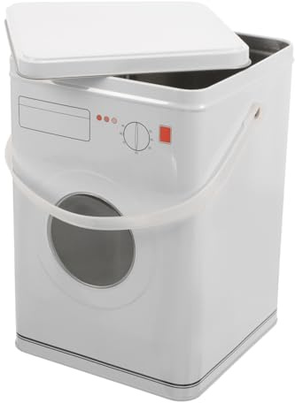 Zerodeko Caja de polvo de lavandería, caja de almacenamiento para polvo de lavado, caja de jabón de lavandería, contenedor de metal blanco, perlas perfumadas, hierro forjado