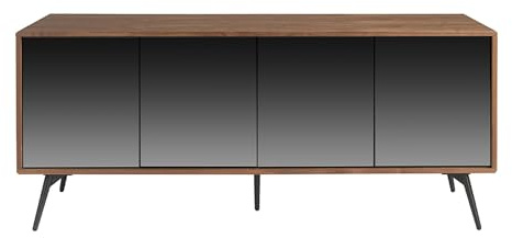 Angel Cerdá - Sideboard Nussbaum Schwarz Spiegeltüren aus Glas - Modernes und anspruchsvolles Wohnzimmer Sideboard - Langlebiges Holz Sideboard - Sideboard Möbel mit großem Stauraum - 180 x 50 x 76 cm