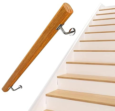 Treppengeländer, Wandhandläufe aus Holz mit komplettem Set, rutschfestes Treppengeländer, Holzgeländer für drinnen und draußen, ältere Kinder, Dachboden, Sicherheits-Handhaltegriff