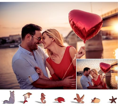 Benutzerdefiniertes Puzzle von Foto, personalisiertes Holzpuzzle, Geschenke für Muttertag, Vatertag, Hochzeit, Jubiläum, für Paare, Familie und Freunde (unregelmäßig-horizontal)