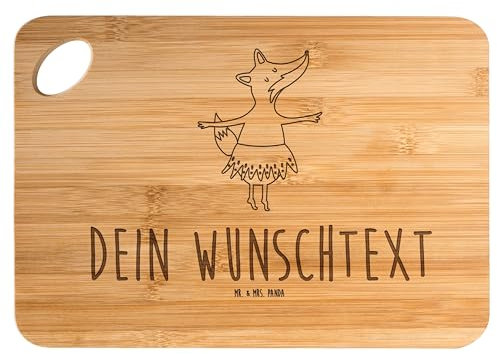 Mr. & Mrs. Panda Personalisiertes Schneidebrett Fuchs Ballerina - Personalisierte Geschenke, Party, Mit Namen, Holzbrett Selbst Gestalten, Feier, Geburtstag, Frühstücksbrett, Gravur