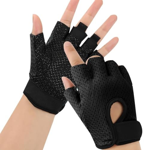 KHYYQUA Gants de Fitness Respirants Antidérapants pour Hommes et Femmes, Gants de Sport pour Haltérophilie, Cyclisme, Gym, Escalade - Noir