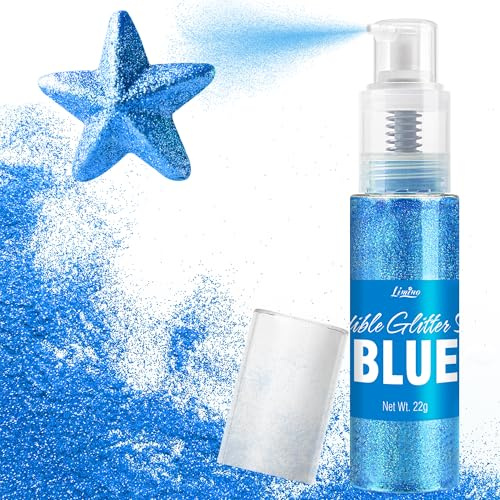 Essbarer Glitzer Spray - 22g Lebensmittel Glitzer Essbares Glitzerpulver für Getränke, Kuchen Dekoration, Macarons - Lebensmittelfarbe Pulver Edible Glitter für Cocktail, Cupcakes (Blau)