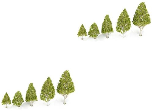 EXCEART 10stücke Mini Poplar Dekorationsbaum Modellbäume Mit Grünen Blättern Für Dioramen Puppenhäuser Und Landschaftsdesign