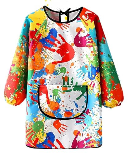 EIYVPRA Malschürze Kinder Malerkittel für 7-12 Jahre Mädchen Junge Tuschkittel Wasserdicht Malkittel Bastelschürze mit Ärmeln und Big Taschen Malkittel Schule für Kunst Malerei Basteln Malen