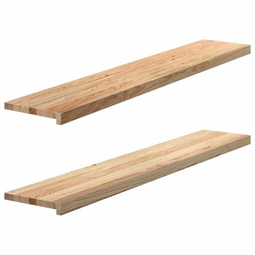 vidaXL Appuis de fenêtre 2 pcs Bois de chêne Massif Non traité, Rebord de fenêtre, Appui de fenêtre en chêne, Appui de fenêtre en Bois