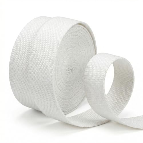 QWORK® 5 m Baumwoll-Gurtband, 32 mm Breite, 1,3 mm dick, Schwer und Dick Baumwollband