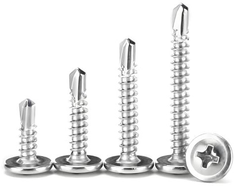 YIYIWANG 50 Pcs Stainless Steel Self-Drilling Screws M4.2 x 13mm Wafer Head Tek Screws for Sheet Metal, Wood & Plastics - Modified Truss Head Design for Secure Fastening