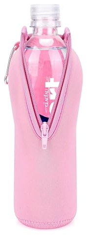 Linkidea Housse de Bouteille d’Eau jetable Compatible Smartwater 16.9/20 oz, Evian 16.9 oz, néoprène Isolant avec Housse pour Bouteille et Fermeture éclair verrouillable, Rose