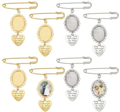UNICRAFTALE Hochzeitsstrauß DIY Foto Anhänger Ovale Anstecknadel Broschen Set Dreifacher Metall Braut Anhänger Spitzen Braut Anhänger Anhänger Für Die Blumen Der Braut