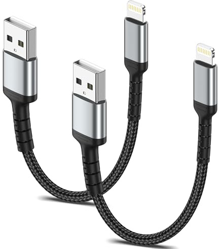 ULIFTUS iPhone Ladekabel Kurz, 15CM 2Pack Lightning Kabel | MFi Zertifiziert, Nylon Power Delivery, 480 Mbit/s Datenübertragung für iPhone 14/13/ 12/11 Pro Max/XS/XR
