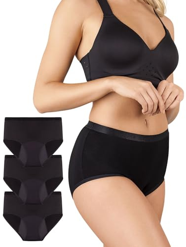BeMee Perioden-Slip mit hoher Taille für die Nacht I Periodenslip aus Oekotex zertifizierter Bambus-Viskose I frei von Schadstoffen I auslaufsicher & atmungsaktiv (schwarz, Größe XS bis XXL)
